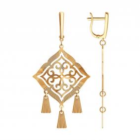 Серьги из золочёного серебра Diamant 93-121-00081-3 93-121-00081-3 фото