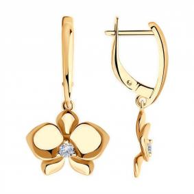 Серьги из золочёного серебра Diamant 93-121-01820-1 с фианитом 93-121-01820-1 фото