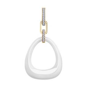 Подвеска из золочёного серебра Diamant 93-130-01902-2 с фианитом и керамикой 93-130-01902-2 фото