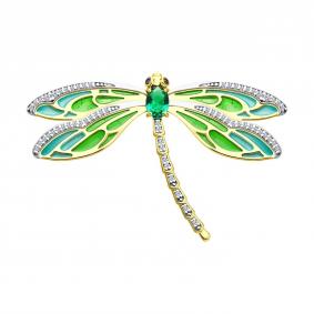 Брошь из лимонного серебра Diamant 93-140-02317-1 с фианитом и эмалью 93-140-02317-1 фото