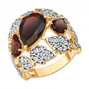Кольцо из золочёного серебра Diamant 93-310-00855-1 с фианитом и гранатом 93-310-00855-1 фото