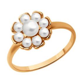Кольцо из золочёного серебра Diamant 93-310-01958-1 с жемчугом 93-310-01958-1 фото