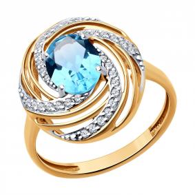 Кольцо из золочёного серебра Diamant 93-310-02648-1 с топазом и фианитом 93-310-02648-1 фото