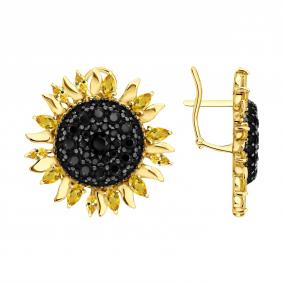 Серьги из лимонного серебра Diamant 93-320-00213-1 с фианитом и цитрином 93-320-00213-1 фото