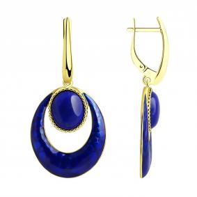 Серьги из лимонного серебра Diamant 93-321-01863-1 с эмалью и ляписом 93-321-01863-1 фото