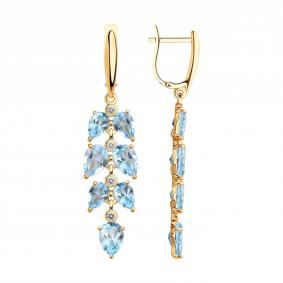 Серьги из золочёного серебра Diamant 93-321-02622-2 с топазом и фианитом 93-321-02622-2 фото