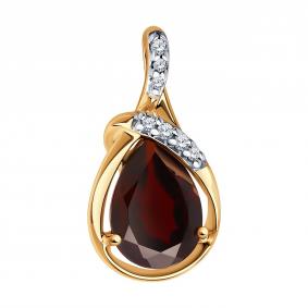 Подвеска из золочёного серебра Diamant 93-330-01919-1 с фианитом и гранатом 93-330-01919-1 фото