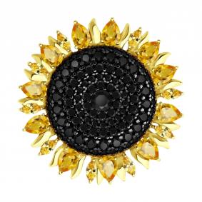 Брошь из лимонного серебра Diamant 93-340-00213-1 с фианитом и цитрином 93-340-00213-1 фото