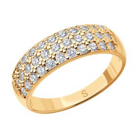 Кольцо из золочёного серебра SOKOLOV 93010065 с фианитом 93010065 фото