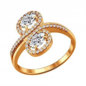 Кольцо из золочёного серебра SOKOLOV 93010364 с фианитом 93010364 фото