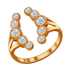 Кольцо из золочёного серебра SOKOLOV 93010419 с фианитом 93010419 фото