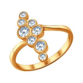 Кольцо из золочёного серебра SOKOLOV 93010420 с фианитом 93010420 фото