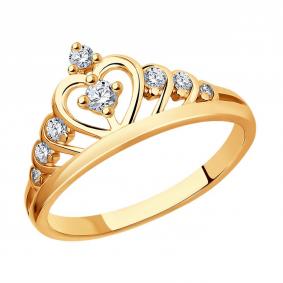 Кольцо из золочёного серебра SOKOLOV 93010486-91 с фианитом 93010486-91 фото