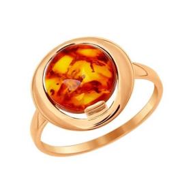 Кольцо из золочёного серебра SOKOLOV 93010513 с янтарём 93010513 фото