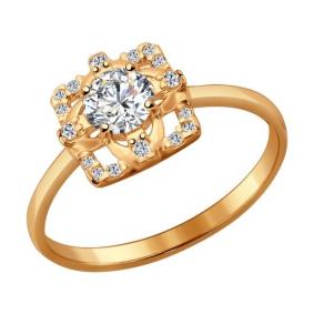 Кольцо из золочёного серебра SOKOLOV 93010532 с фианитом 93010532 фото