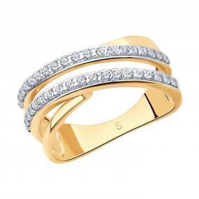 Кольцо из золочёного серебра SOKOLOV 93010577-91 с фианитом 93010577-91 фото