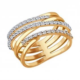 Кольцо из золочёного серебра SOKOLOV 93010582 с фианитом 93010582 фото