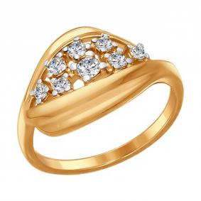 Кольцо из золочёного серебра SOKOLOV 93010583 с фианитом 93010583 фото