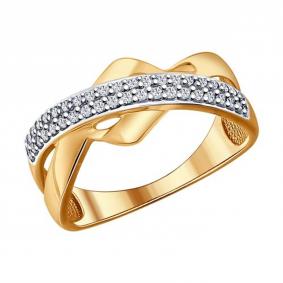 Кольцо из золочёного серебра SOKOLOV 93010587 с фианитом 93010587 фото