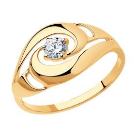 Кольцо из золочёного серебра SOKOLOV 93010598 с фианитом 93010598 фото