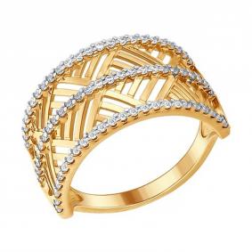 Кольцо из золочёного серебра SOKOLOV 93010616 с фианитом 93010616 фото