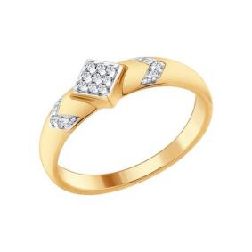 Кольцо из золочёного серебра SOKOLOV 93010624 с фианитом 93010624 фото