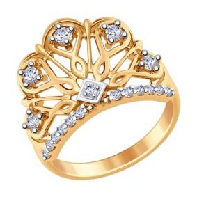 Кольцо из золочёного серебра SOKOLOV 93010631 с фианитом 93010631 фото