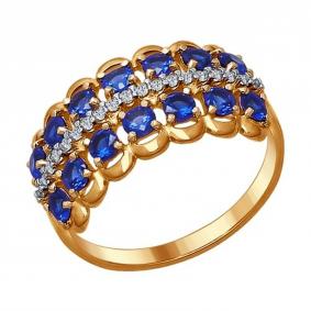 Кольцо из золочёного серебра SOKOLOV 93010665 с фианитом 93010665 фото