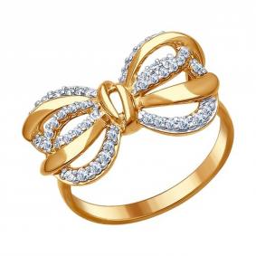 Кольцо из золочёного серебра SOKOLOV 93010673 с фианитом 93010673 фото