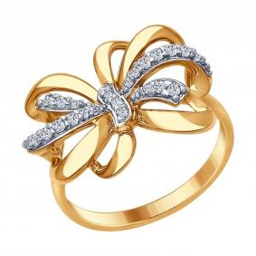 Кольцо из золочёного серебра SOKOLOV 93010675 с фианитом 93010675 фото