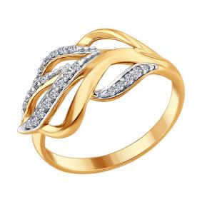 Кольцо из золочёного серебра SOKOLOV 93010680 с фианитом 93010680 фото