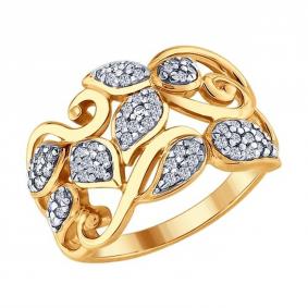 Кольцо из золочёного серебра SOKOLOV 93010685 с фианитом 93010685 фото