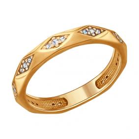 Кольцо из золочёного серебра SOKOLOV 93010692 с фианитом 93010692 фото