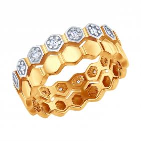 Кольцо из золочёного серебра SOKOLOV 93010702 с фианитом 93010702 фото