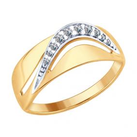 Кольцо из золочёного серебра SOKOLOV 93010704 с фианитом 93010704 фото