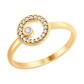 Кольцо из золочёного серебра SOKOLOV 93010715 с фианитом 93010715 фото