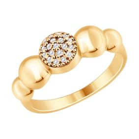 Кольцо из золочёного серебра SOKOLOV 93010718 с фианитом 93010718 фото
