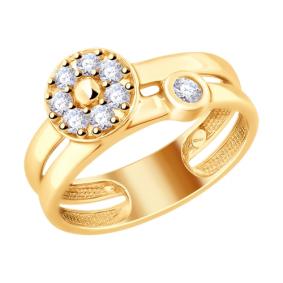Кольцо из золочёного серебра SOKOLOV 93010730 с фианитом 93010730 фото