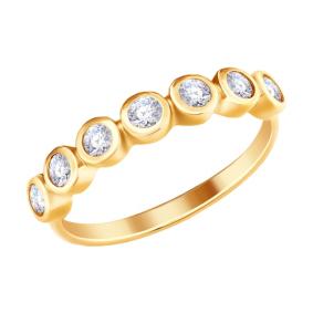 Кольцо из золочёного серебра SOKOLOV 93010734 с фианитом 93010734 фото