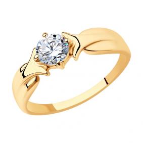 Кольцо из золочёного серебра SOKOLOV 93010776 с фианитом 93010776 фото