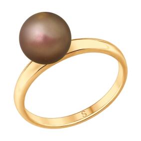 Кольцо из золочёного серебра SOKOLOV 93010786 с жемчугом Swarovski 93010786 фото