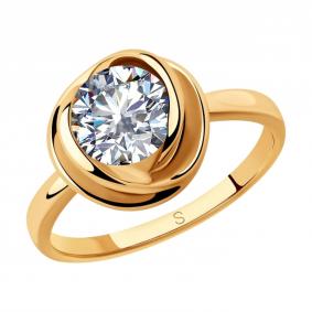 Кольцо из золочёного серебра SOKOLOV 93010793 с фианитом 93010793 фото