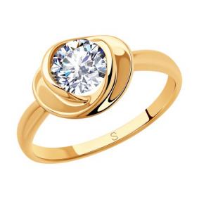 Кольцо из золочёного серебра SOKOLOV 93010797 с фианитом 93010797 фото