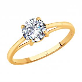 Кольцо из золочёного серебра SOKOLOV 93010806-91 с фианитом 93010806-91 фото