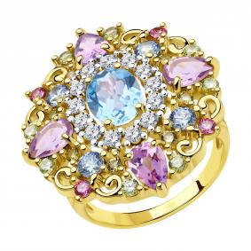 Кольцо из лимонного серебра SOKOLOV 93010813-91 с фианитом 93010813-91 фото