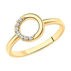 Кольцо из золочёного серебра SOKOLOV 93011013 с фианитом 93011013 фото