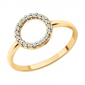 Кольцо из золочёного серебра SOKOLOV 93011122 с фианитом 93011122 фото