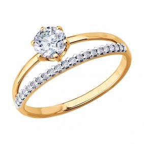 Кольцо из золочёного серебра SOKOLOV 93011124 с фианитом 93011124 фото