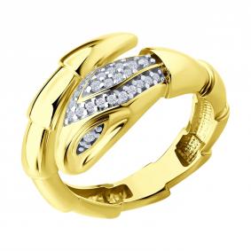 Кольцо Символ года Змея из лимонного серебра SOKOLOV с фианитом 93011143 93011143 фото