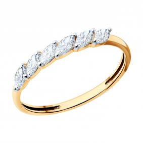 Кольцо из золочёного серебра SOKOLOV 93011148 с фианитом 93011148 фото